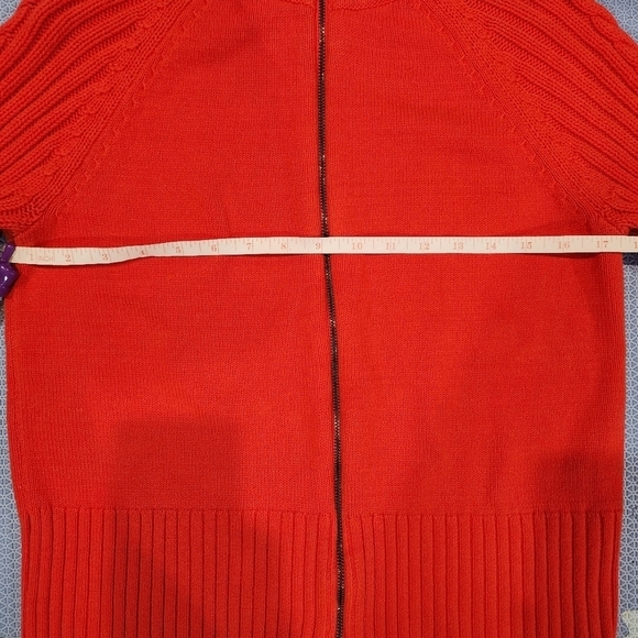 Liz Claiborne Women's Sweater Cardigan Full Zip Cable Knit Sleeves Orange Size M - Picture 5 of 9
